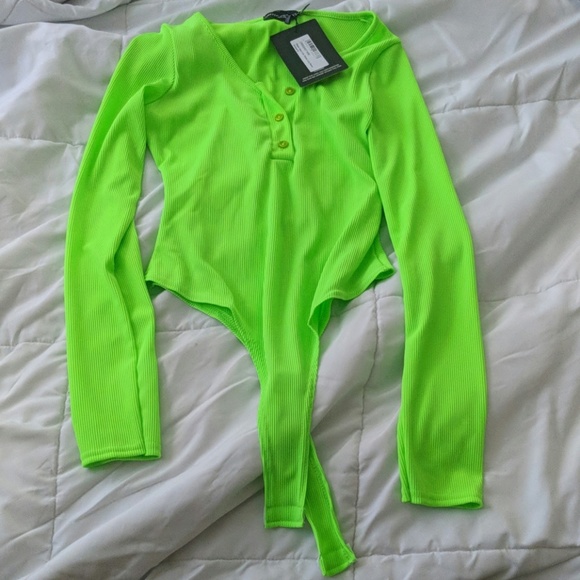 PrettyLittleThing Tops Neon Green Bodysuit Poshmark